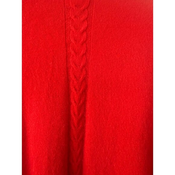 Talbots Red Cashmere Sweater Size M Turtleneck Cable Knit Holiday Quiet Luxury - Picture 3 of 8